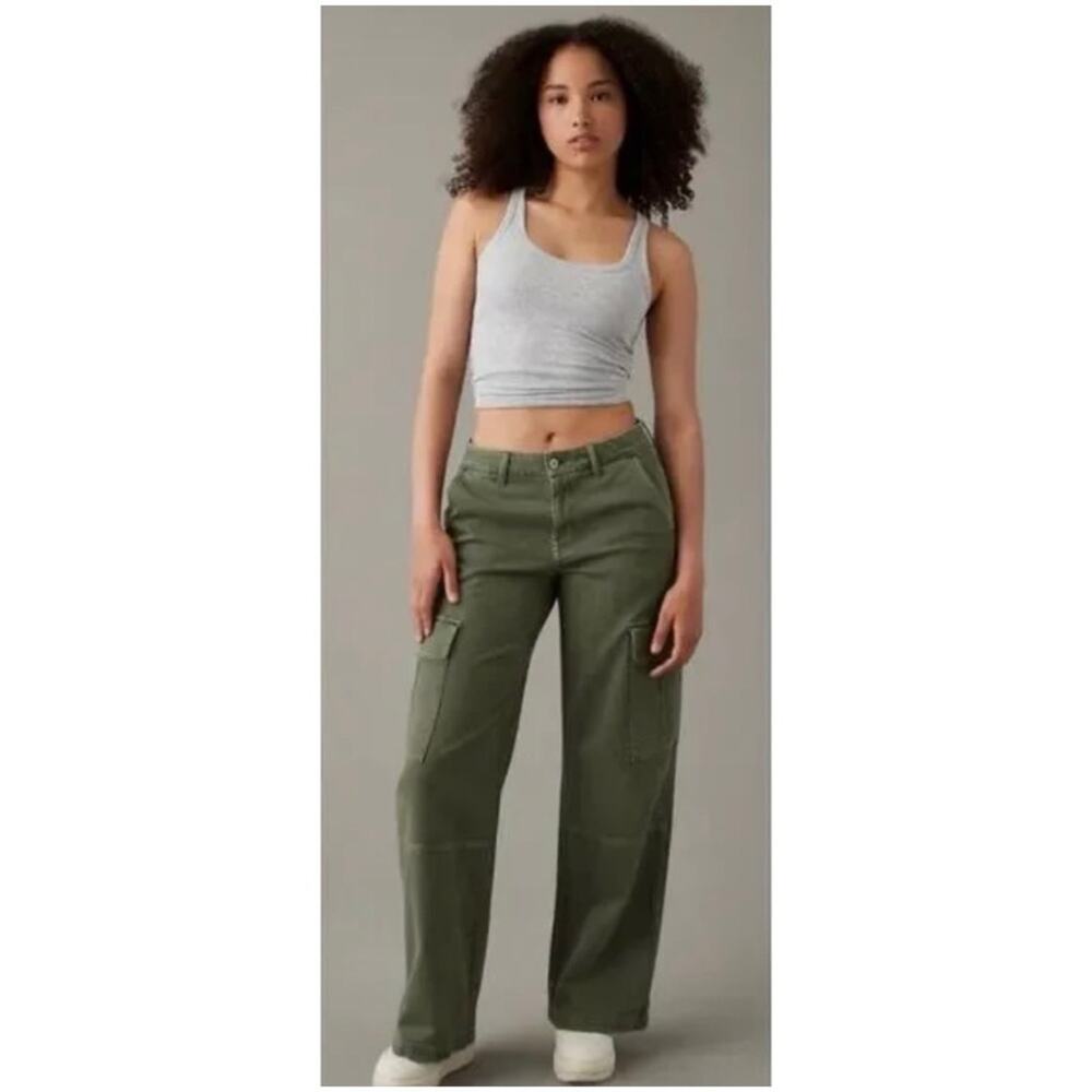 American Eagle Outfitters Olive Green Wide Leg Cargo Pants